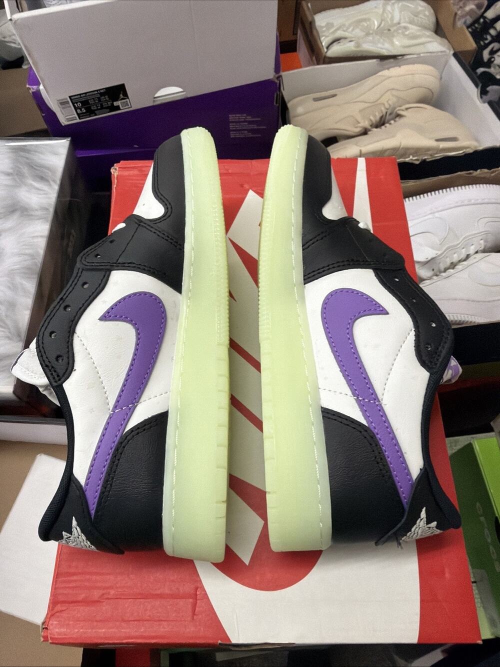 Nike Air Jordan 1 Low OG Black Raspberry HF0410 001 GS 'Glow in the Dark' BB